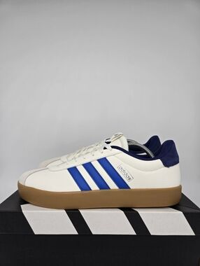 Adidas Men's VL Court 3.0 JR8634 Core White Bright Royal Dark Blue Shoes Size 12